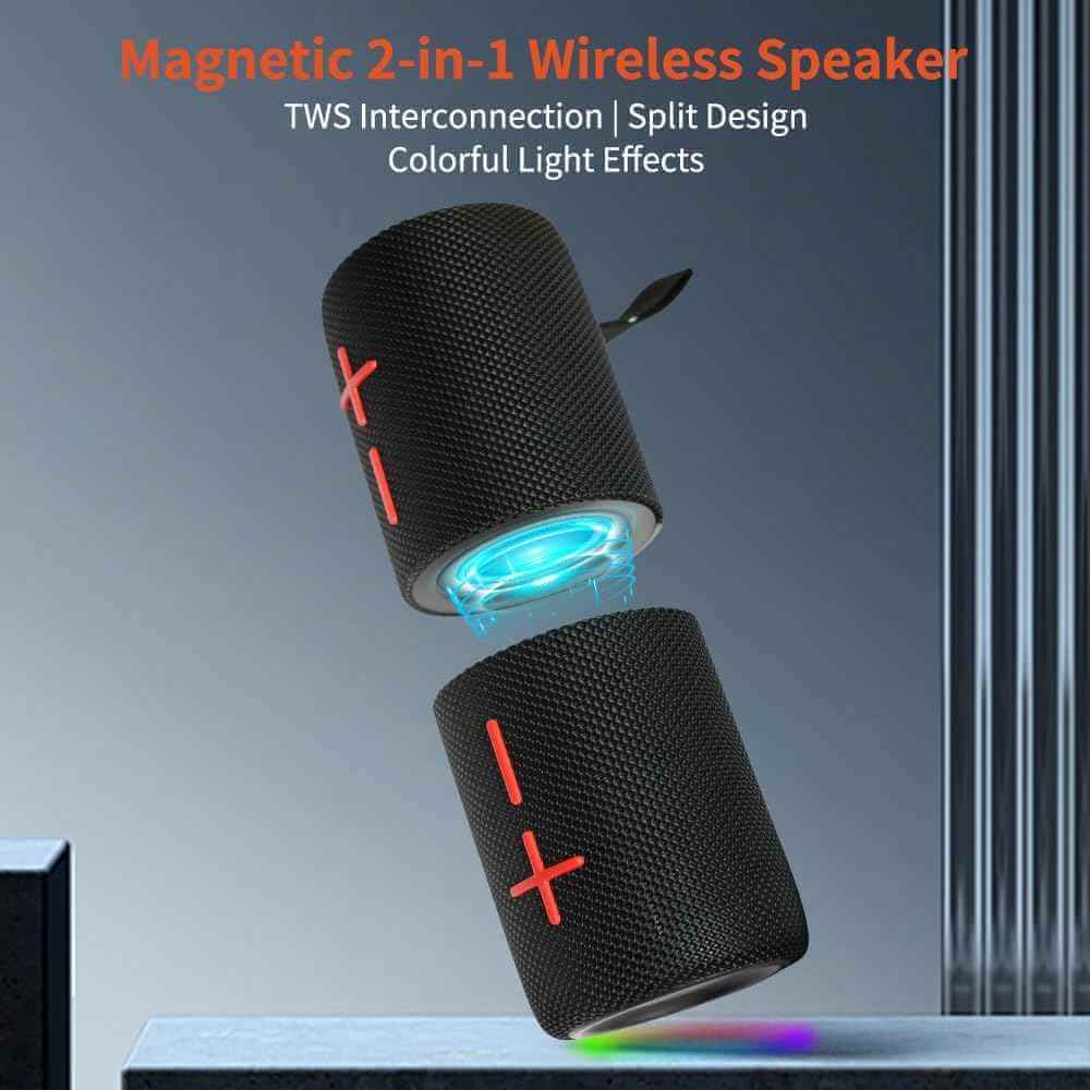 2-in-1 Magnetic Boombox Speaker β Detachable Stereo Bass Subwoofer Portable Bluetooth Gadget
