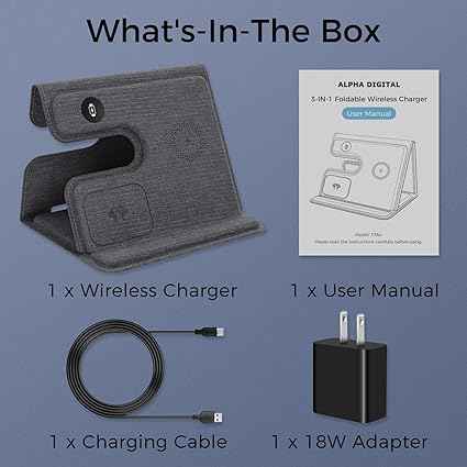 3-in-1 Foldable Wireless Charger Stand – Fast Charging Dock for iPhone, AirPods & Smartwatch | Type-C Portable Charging Station