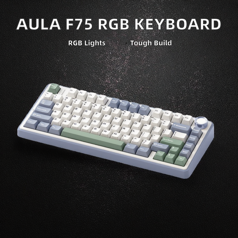 AULA F75 75% RGB Wireless Mechanical Gaming Keyboard – Wired USB-C + 2.4 GHz & Bluetooth Tri-Mode - MNT