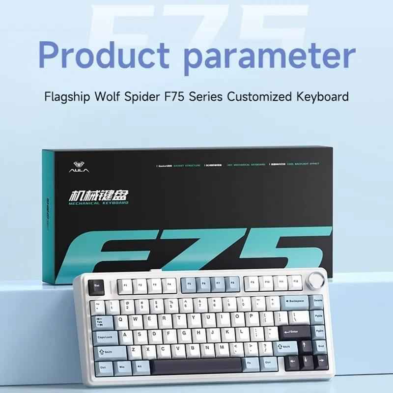 AULA F75 75% RGB Wireless Mechanical Gaming Keyboard – Wired USB-C + 2.4 GHz & Bluetooth Tri-Mode