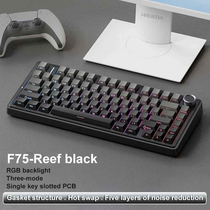 AULA F75 75% RGB Wireless Mechanical Gaming Keyboard – Wired USB-C + 2.4 GHz & Bluetooth Tri-Mode