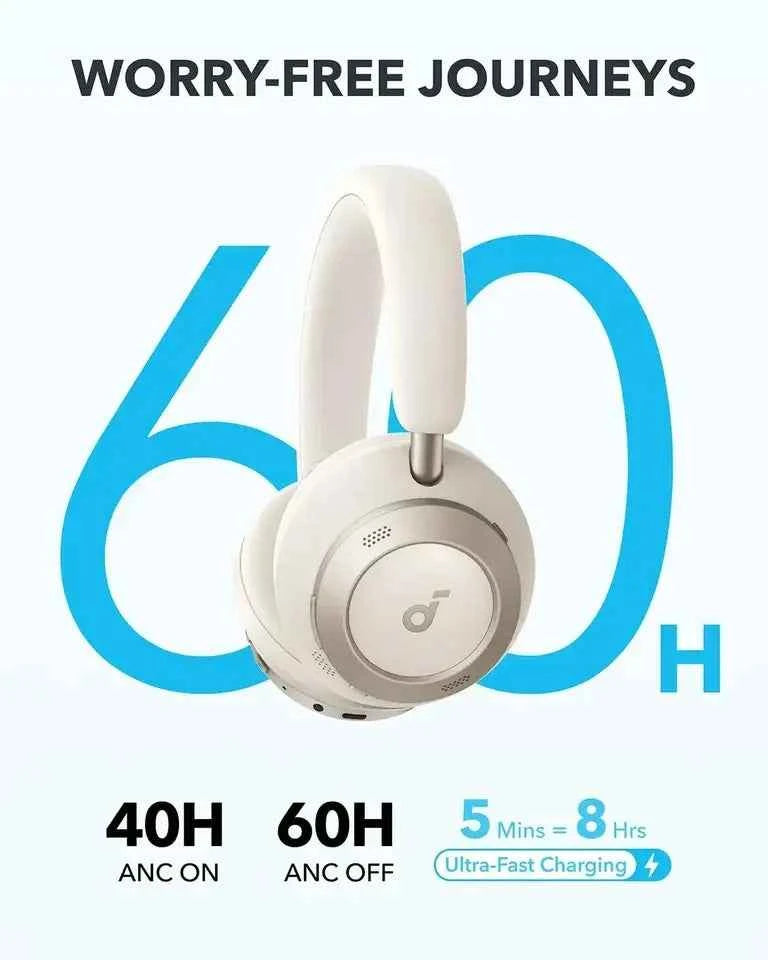 Anker Soundcore Space One Pro - Wireless ANC Over-Ear Headphones with Hi-Res LDAC, Foldable Design & 60 h Battery