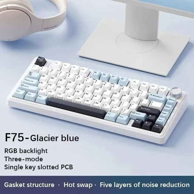AULA F75 75% RGB Wireless Mechanical Gaming Keyboard – Wired USB-C + 2.4 GHz & Bluetooth Tri-Mode - MNT