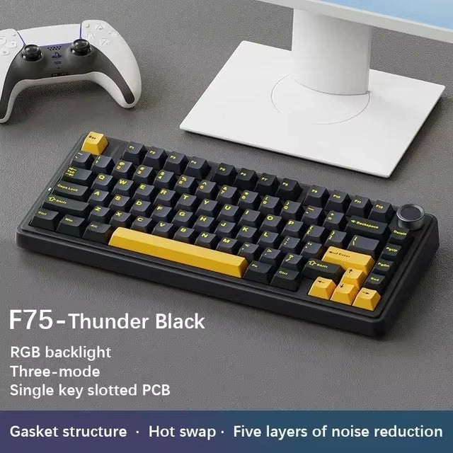 AULA F75 75% RGB Wireless Mechanical Gaming Keyboard – Wired USB-C + 2.4 GHz & Bluetooth Tri-Mode - MNT