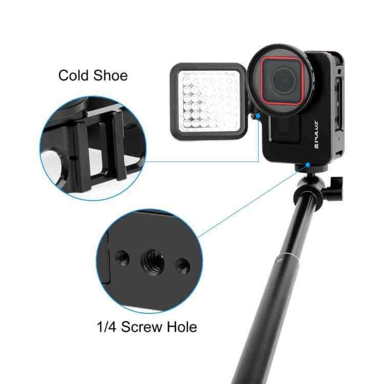PULUZ Metal Rabbit Cage for Insta360 Ace Pro / Ace – Aluminum Frame with 52mm UV Filter & Adapter Ring