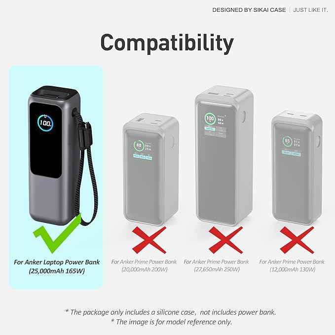 Silicone Protective Case for Anker 25000mAh 165W Power Bank – Shockproof Dustproof Travel Cover Sleeve