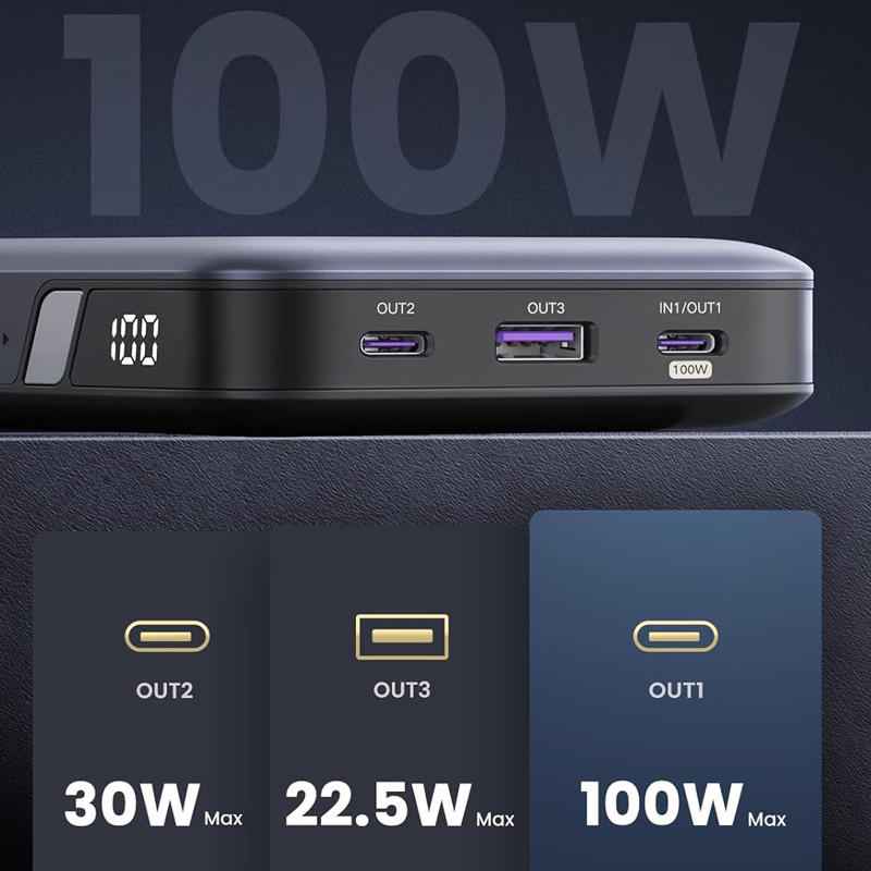 UGREEN 100W 20000mAh Power Bank – Nexode PD Fast Charger 3-Port USB-C