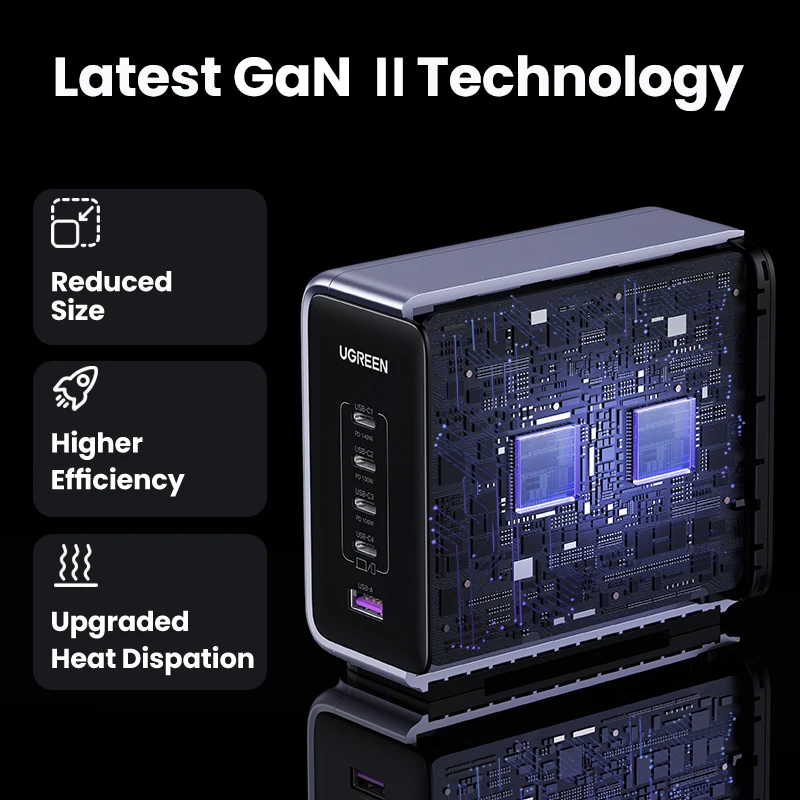 UGREEN 300W GaN Desktop Charging Station – 5-Port Ultra-Fast Charger for Laptop, Phone & Tablet