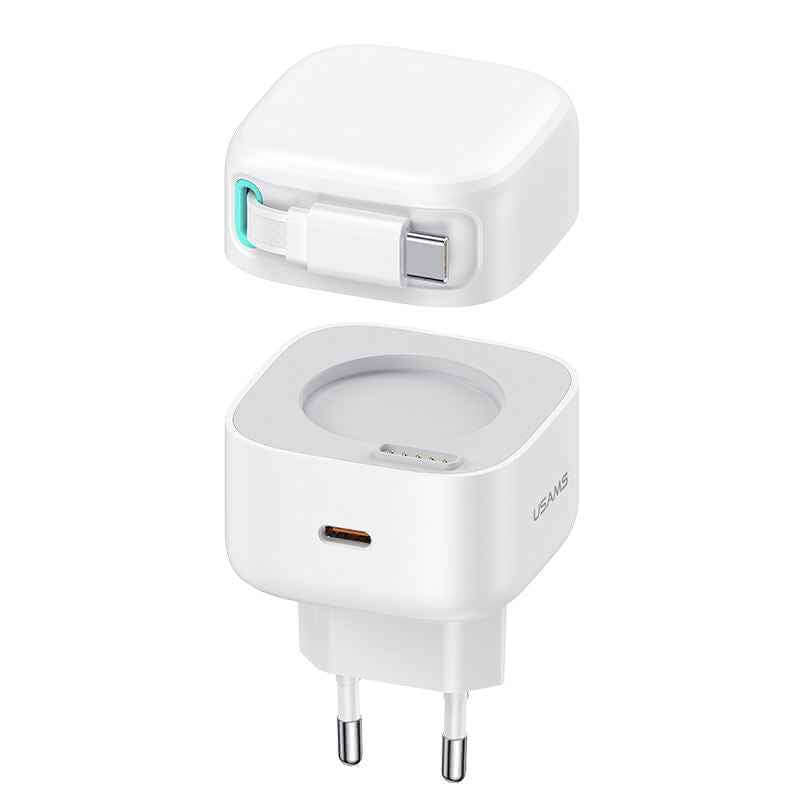 USAMS 35W GaN Fast Charger – Dual USB-C & USB-A Output PD Power Adapter