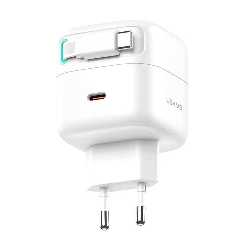 USAMS 35W GaN Fast Charger – Dual USB-C & USB-A Output PD Power Adapter