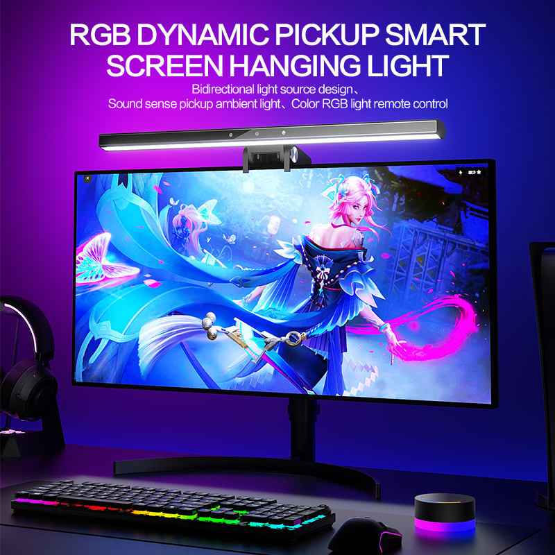 USB Remote Control Screen Reading Lamp – USB Powered Monitor/Desk Light Bar, Adjustable Brightness & Color Temp, Eye-Care