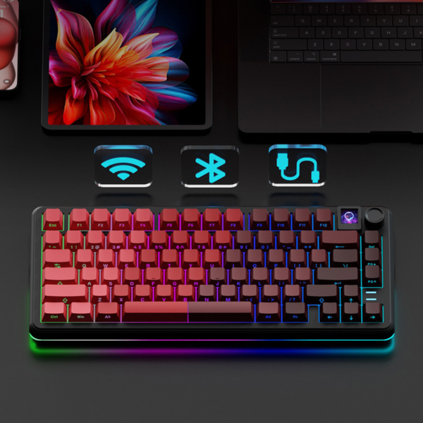 WEIKAV WK75 Tri-Mode Wireless Mechanical Keyboard โ Hot-Swappable RGB Gaming Keyboard with TFT Smart Screen & HiFi Switches for PC & Laptop - MNT