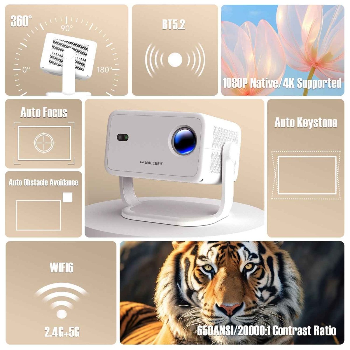 Magcubic L108 Smart Projector - Full HD 1080p Home Cinema Experience - MNT Gadgets