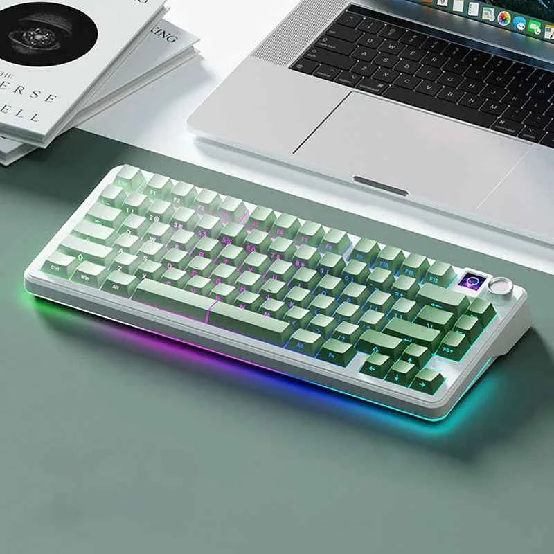 WEIKAV WK75 Tri-Mode Wireless Mechanical Keyboard – Hot-Swappable RGB Gaming Keyboard with TFT Smart Screen & HiFi Switches for PC & Laptop