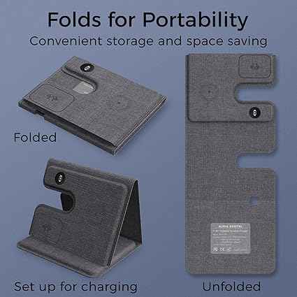 3-in-1 Foldable Wireless Charger Stand – Fast Charging Dock for iPhone, AirPods & Smartwatch | Type-C Portable Charging Station