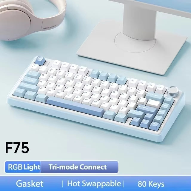 AULA F75 75% RGB Wireless Mechanical Gaming Keyboard – Wired USB-C + 2.4 GHz & Bluetooth Tri-Mode - MNT