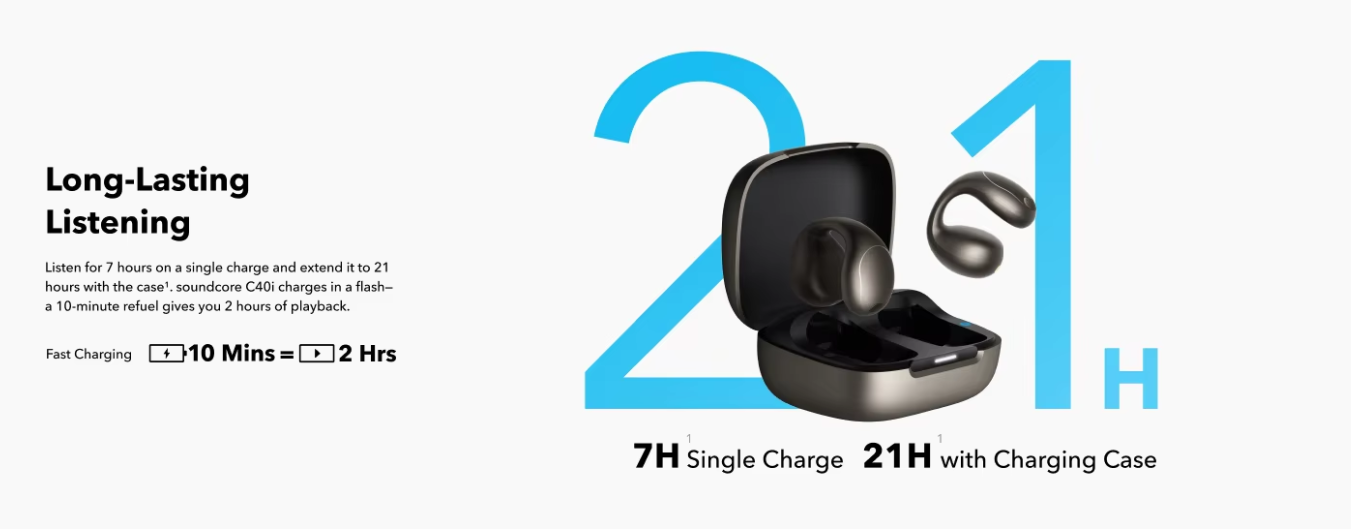 Soundcore C40i by Anker – Open-Ear Clip-On Earbuds with 12×17 mm Drivers, Bluetooth 5.4 & Multipoint - MNT