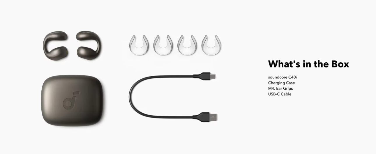 Soundcore C40i by Anker – Open-Ear Clip-On Earbuds with 12×17 mm Drivers, Bluetooth 5.4 & Multipoint - MNT