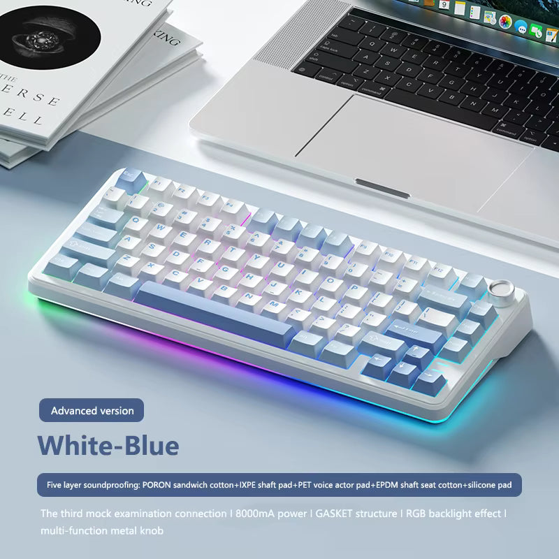 WEIKAV WK75 Tri-Mode Wireless Mechanical Keyboard – Hot-Swappable RGB Gaming Keyboard with TFT Smart Screen & HiFi Switches for PC & Laptop - MNT