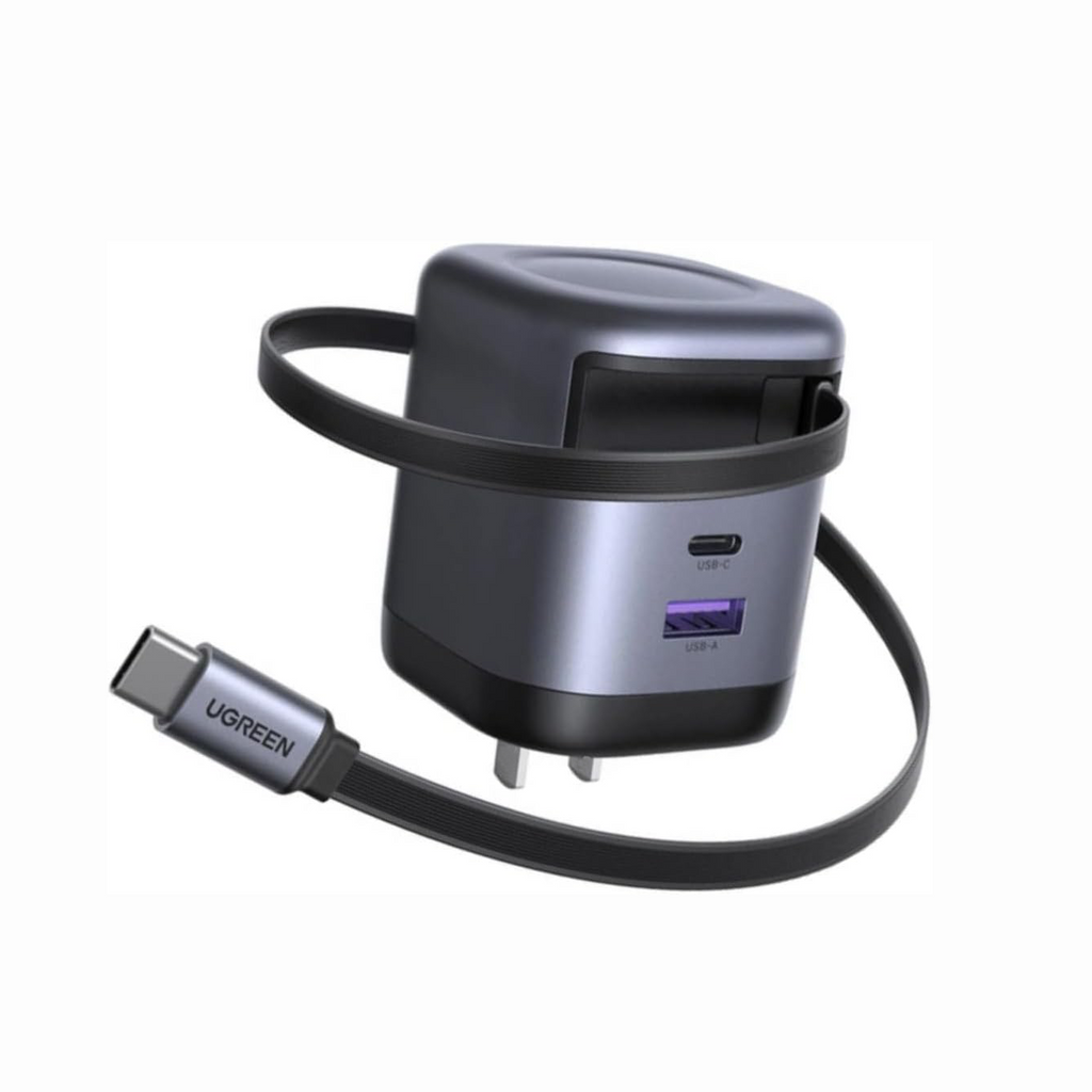 UGREEN Retractable 65W USB-C Fast Charger – Foldable GaN Power Adapter for Travel, Laptop & Mobile Devices