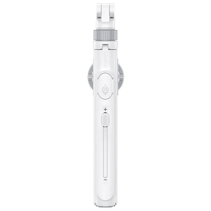White tripod with control buttons on a white background