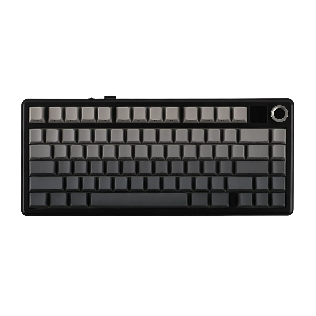 Black mechanical keyboard on a white background
